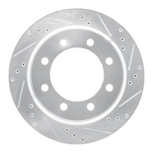 Ford E-350 Super Duty Brake Rotor (1) - Rear Right - R1 Concepts - Drilled & Slotted - Silver - `08-`25